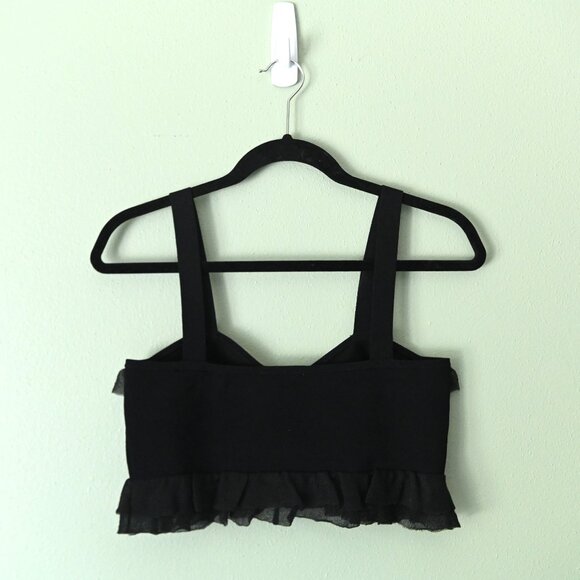 Sandro Black Ruffle Crop Top - Picture 5 of 16